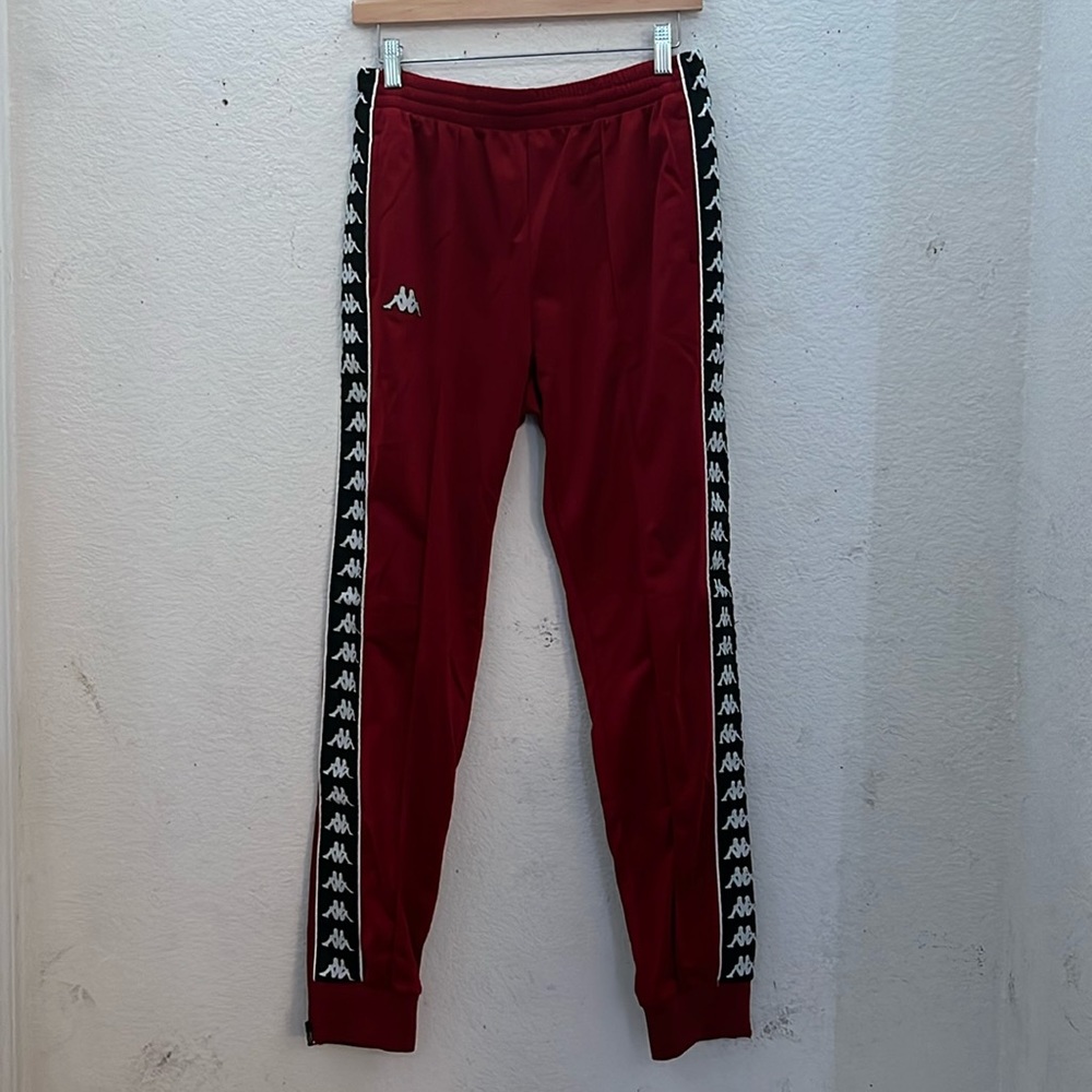 Kappa Zipper Jogger Pants - Red Mens Size Medium
